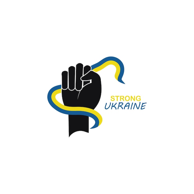 愛国心がウクライナの旗のロゴのベクトルの上昇の手