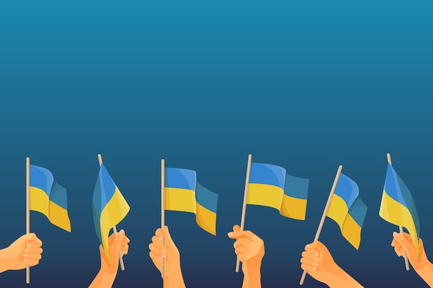 Patriotic template or banner with ukrainian flags