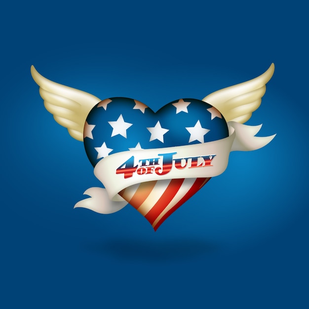 Patriotic winged heart design for independence day