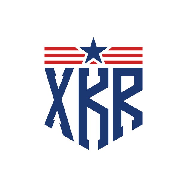 patriotic xkr logo with star and american flag straps letter xkr logo with usa flag