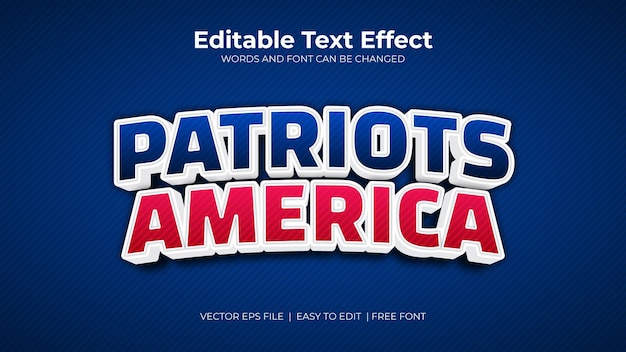 Vector patriots america text effect