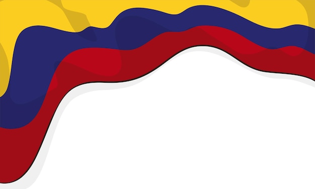 Patriottisch ontwerp met een wuivende driekleurige Colombiaanse vlag in de top op een witte achtergrond