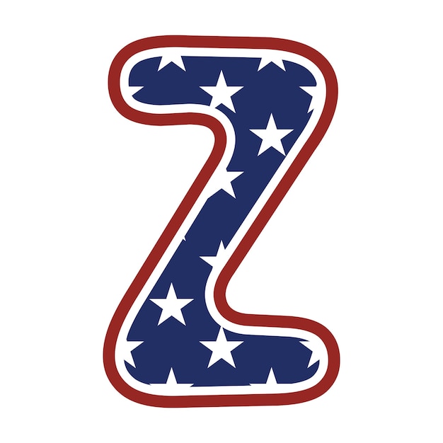 Vector patriottische letter z usa vlag amerikaans symbool