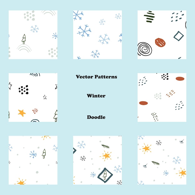 Patronen instellen vector winter doodle.