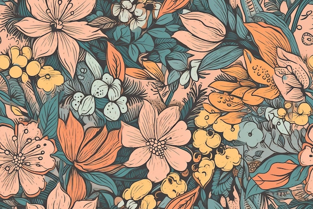 Patroon aquarel vector kunst schilderij illustratie bloemenpatroon sierlijke textiel