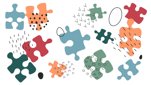 Patroon met abstracte puzzels Creatieve achtergrond voor ontwerp Sjabloon vectorillustratie