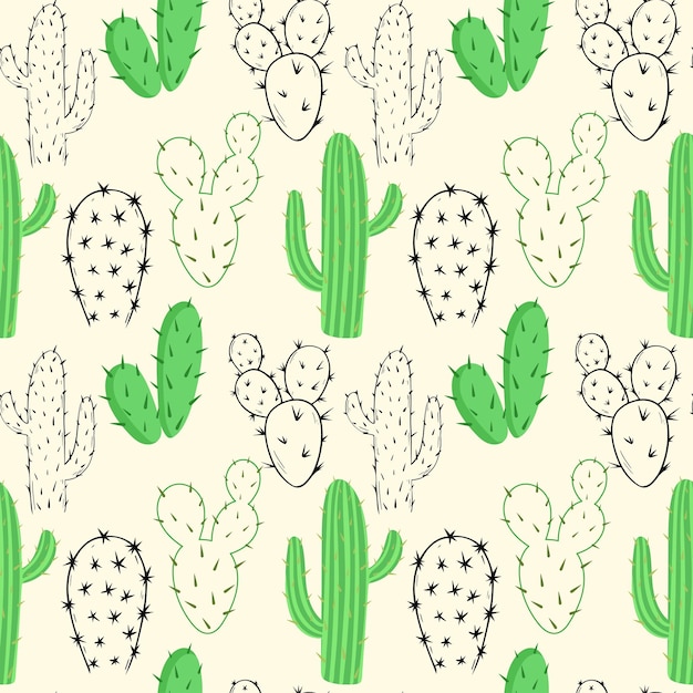 Patroon met cactussen vectorillustraties