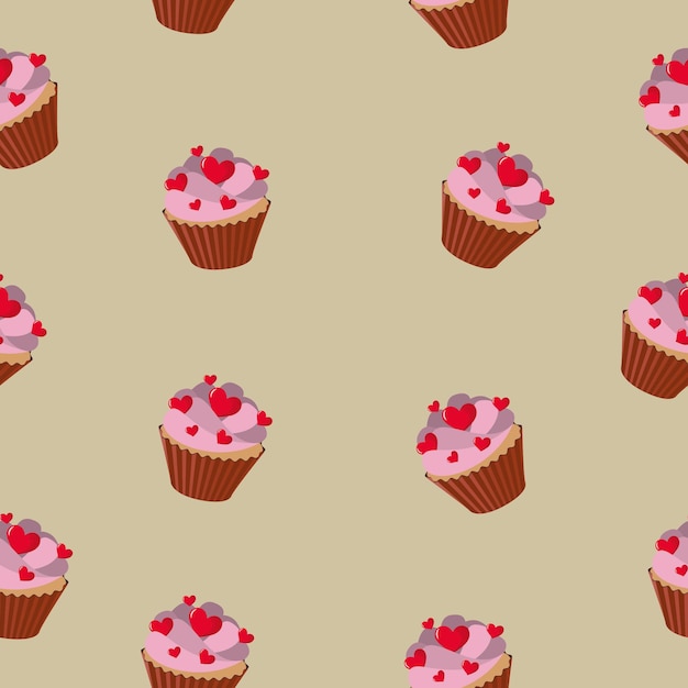 Patroon met cupcakes. Snoepgoed. Bakkerijproducten. Hoge kwaliteit vectorillustratie.