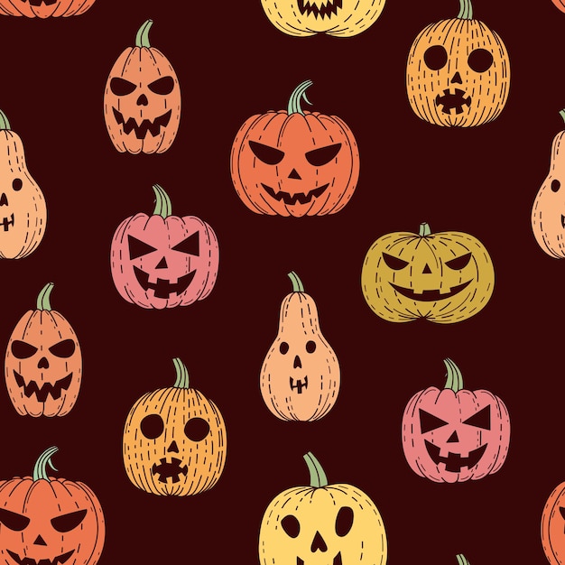 Patroon met jack o lanterns in retrostijl