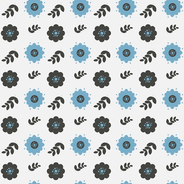 Patroon met zwarte en blauwe bloemen en takken