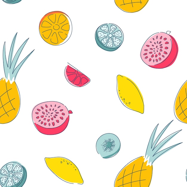 Patroon naadloos fruit exotische vlekken lijnen modern helder ontwerp print achtergrond