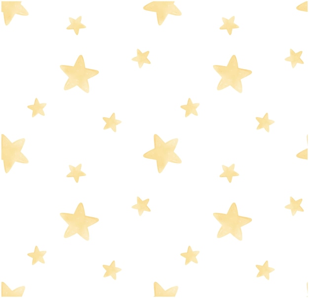 Patroon naadloze achtergrond pastel gele sterren aquarel schilderij kwekerij hand getrokken geïsoleerd op een witte achtergrond illustratie vector