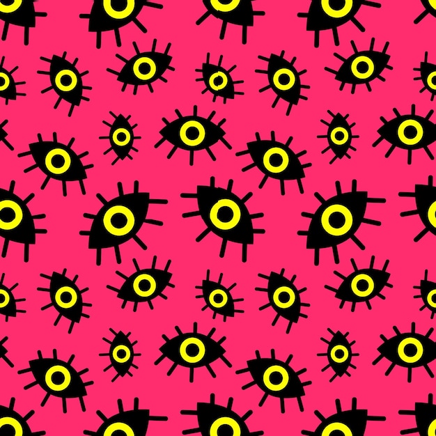 Patroon van abstracte ogen op een roze achtergrond