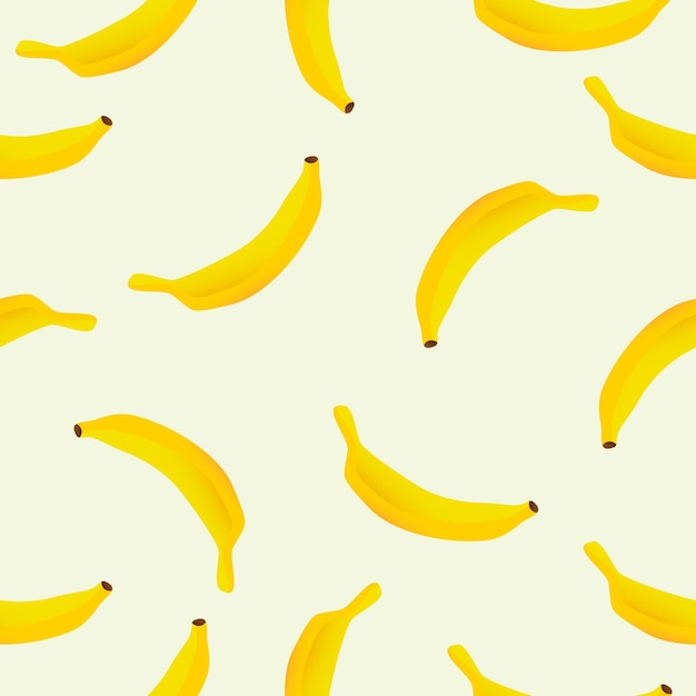 Patroon van bananenfruit. Geel. Gezond eten. Lichte achtergrond. Afdrukken. Vectortextuur. Naadloos.