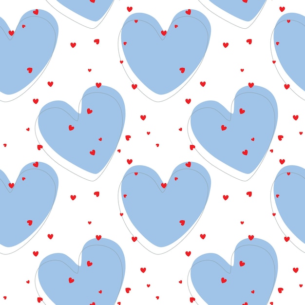 Patroon van blauwe harten met kleine rode harten voor Valentijnsdag bruiloft liefde wederkerigheid pakket