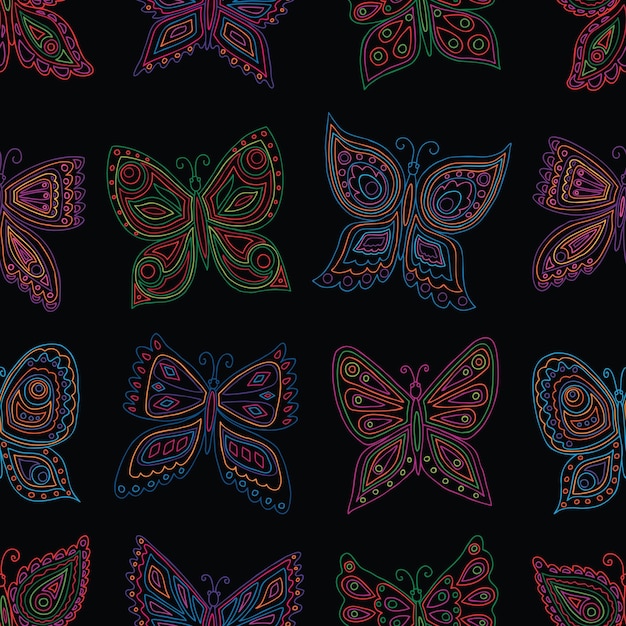 Patroon van contouren van kleurrijke vlinders