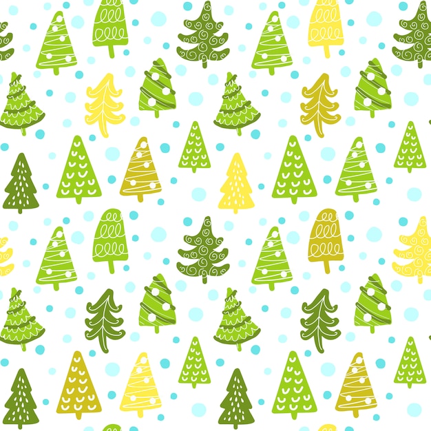 Patroon van prachtige kerstboom in doodle stijl