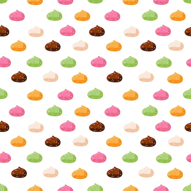 Patroon van veelkleurige Mochi-snoepjes Asianfood Handgetekende illustratie Herhaal achtergrondbehang