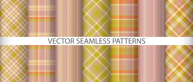 Patroon vector naadloos instellen stof textuur geruite achtergrond check textiel tartan