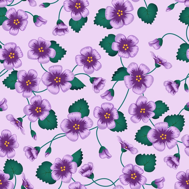 Patroon voor textiel gemaakt van schattige paarse bloemen