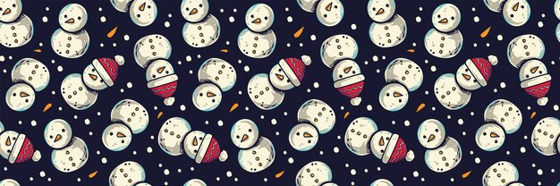 Patroonbehang nieuwjaar of kerstsneeuwmannen