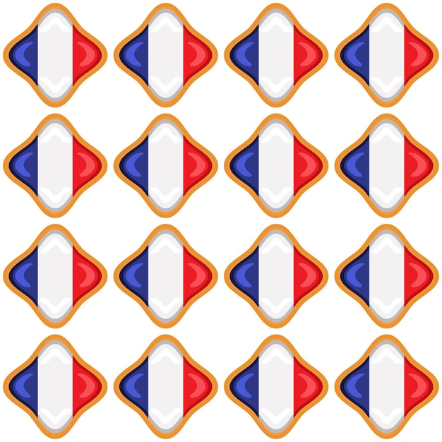 Vector patroonkoekje met vlag van het land frankrijk in lekker koekje