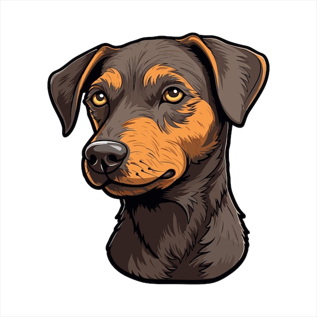 patterdale terrier dog breed cute cartoon kawaii character animal pet isolated sticker illustration