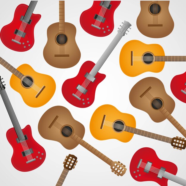 pattern of acoustic and electric guitars