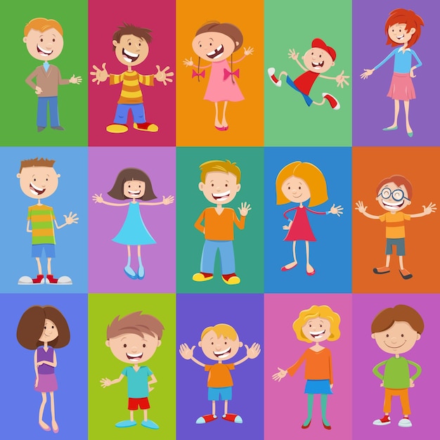 Vector pattern or background design with comic children