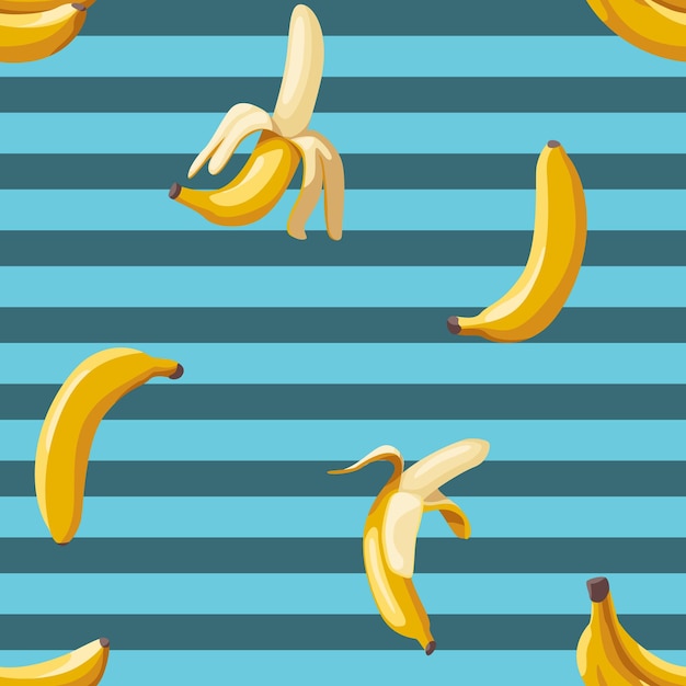 Pattern of bananas on the background of stripes