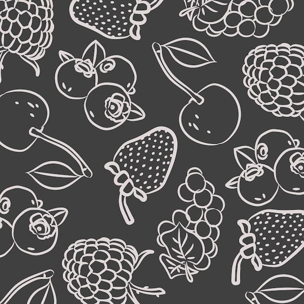 Pattern of berries on a gray background Pattern for juices and packaging with sweets Summer mood