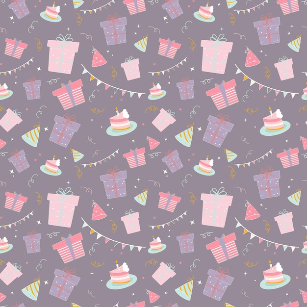 pattern birthday gifts holiday  cake garlands confetti