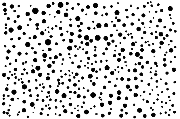Vector pattern of black dots of different sizes on a white background