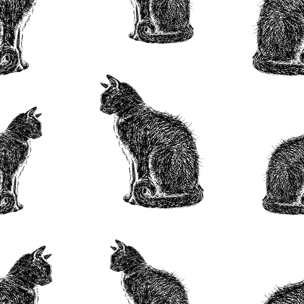 Pattern of the black sitting cats