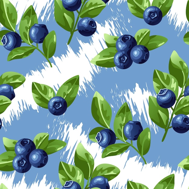 Pattern of blueberries on the background of stripes