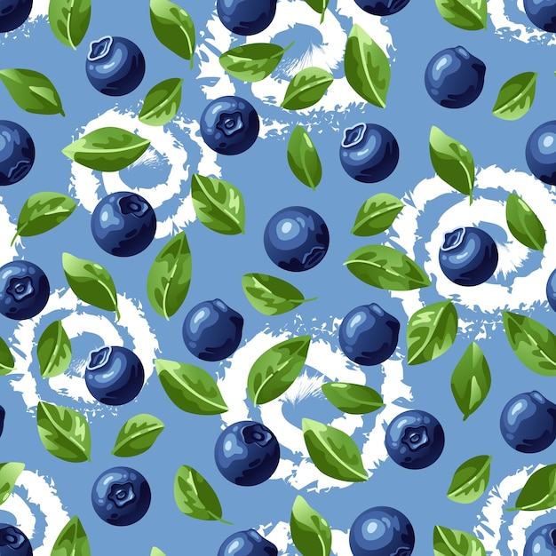 A pattern of blueberries on a blue background