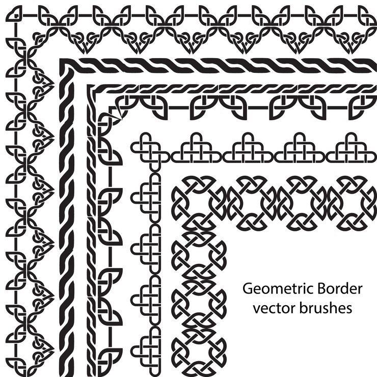 Vector pattern border celtic and geometric vector brush
