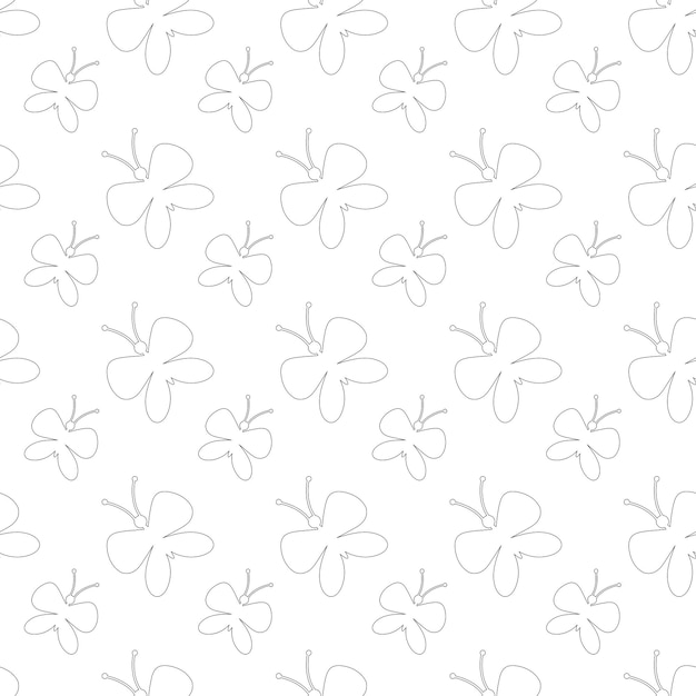 Pattern of butterfly silhouette lines on white background