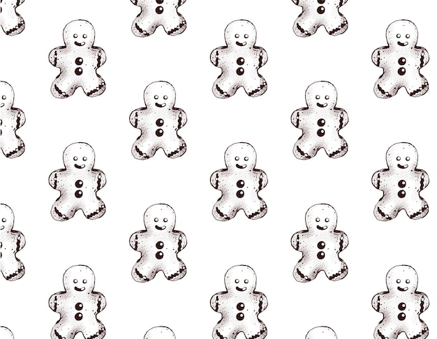 Pattern Christmas cookies drawn in vector