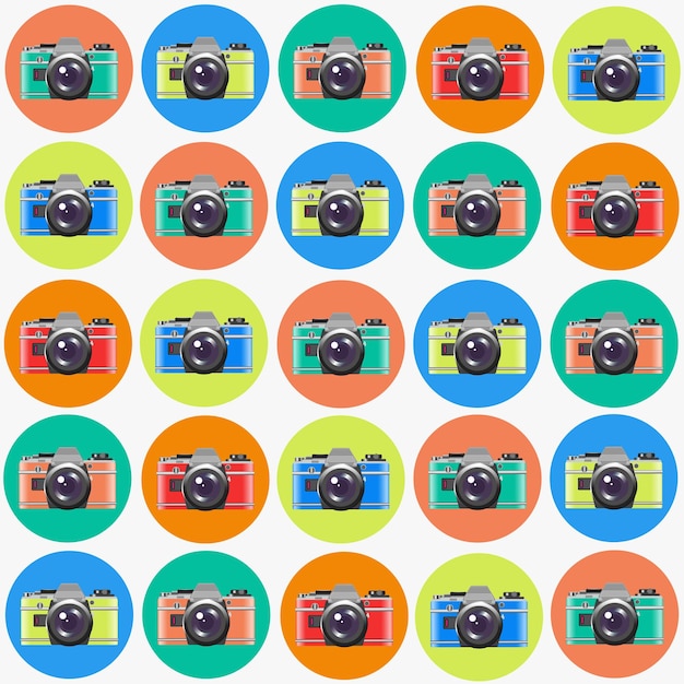 Vector pattern of colorful cameras