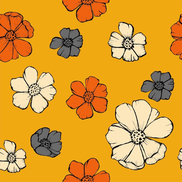 Pattern Colorful flower with outline and color