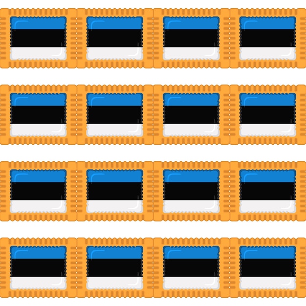 Vettore biscotto a disegno con la bandiera del paese estonia in un gustoso biscotto