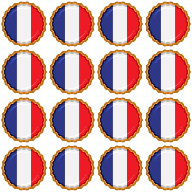 Vector pattern cookie with flag country france in tasty biscuit