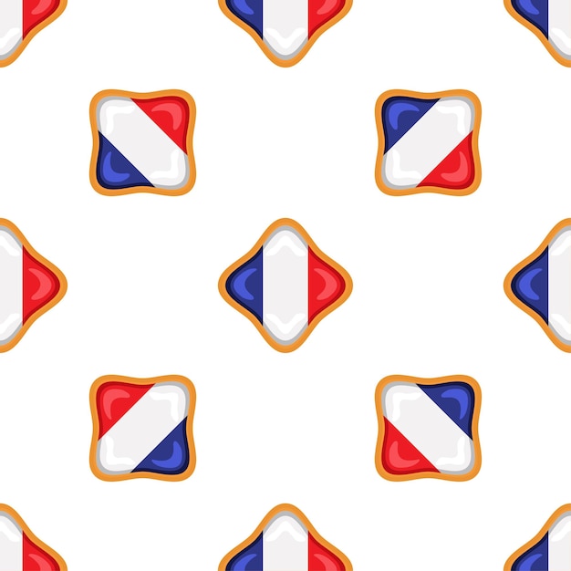 Vector pattern cookie with flag country france in tasty biscuit
