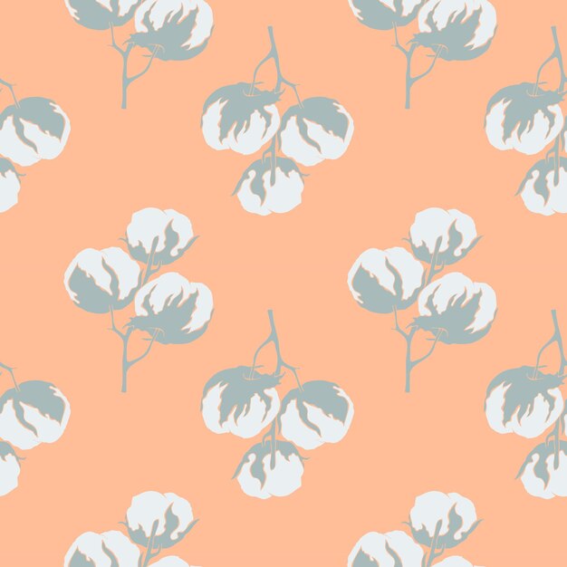 Vector pattern cotton flower branch trend color 2024 peach fuzz 131023 for wallpaper background surface