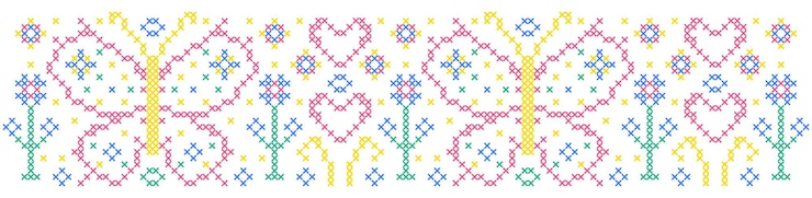 花蝶ハートのクロススティッチスタイルのパターン
