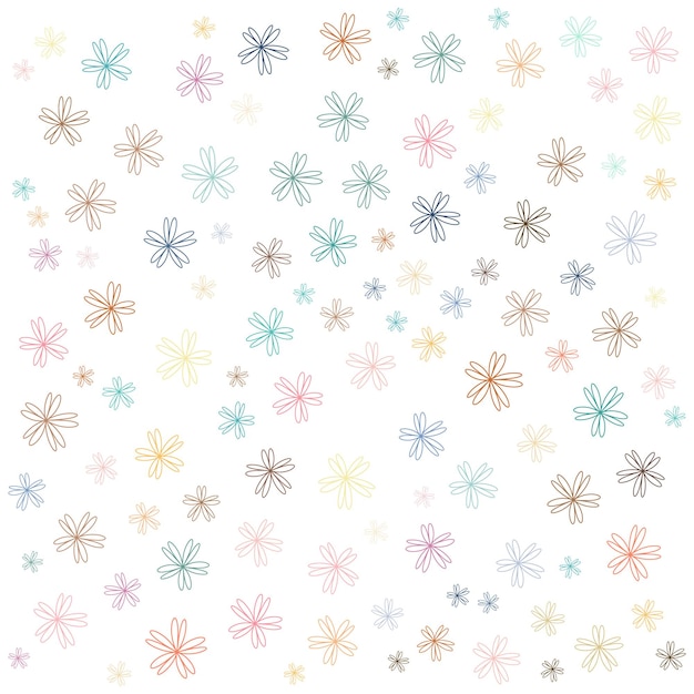 Vector pattern of cute asterisk flower isolated on white background multicolor vector illustration