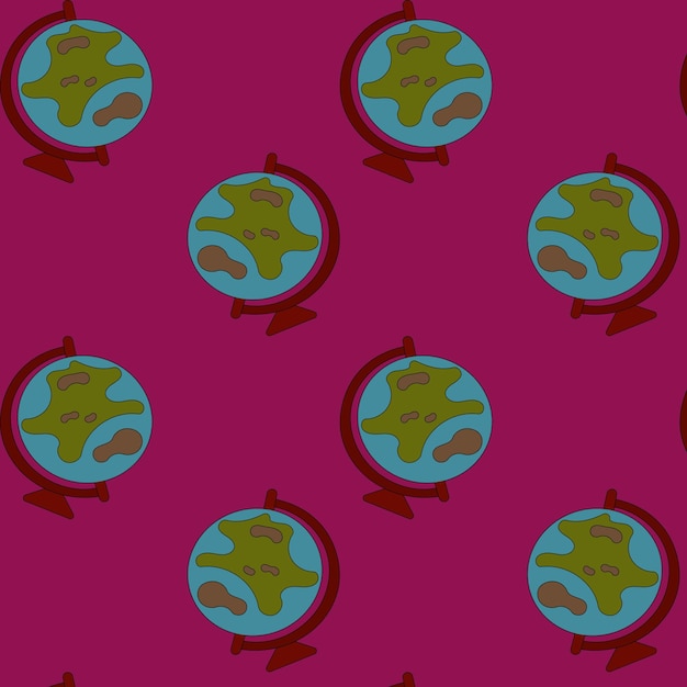 Vector a pattern of cute objects for learning the globe