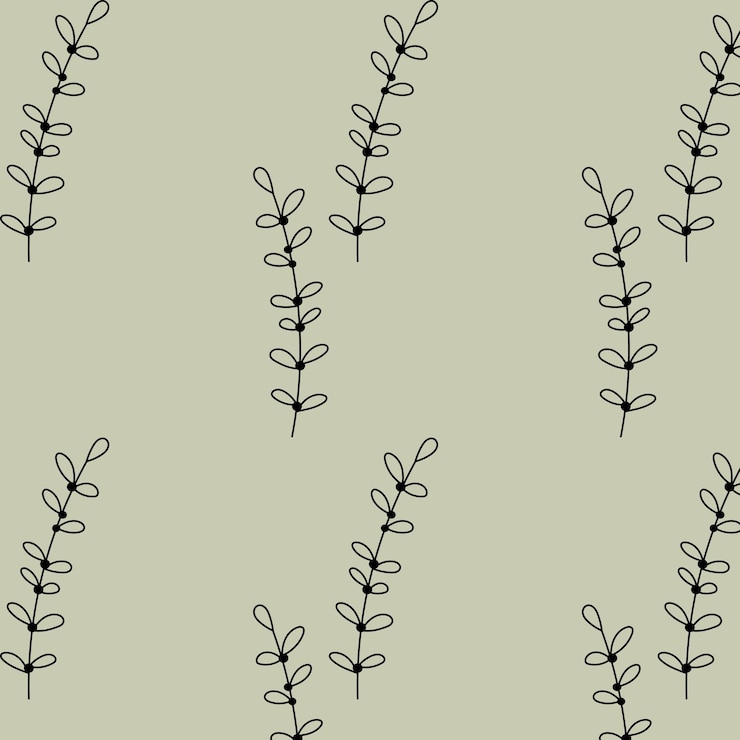 Vector pattern of cute ornamental plants leaves grasses