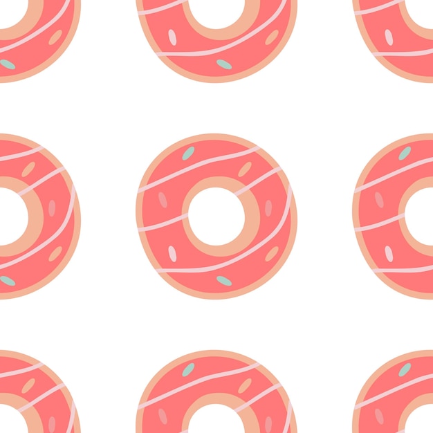 Pattern of a cute pink cartoon donuts can be used for Valentine's Day